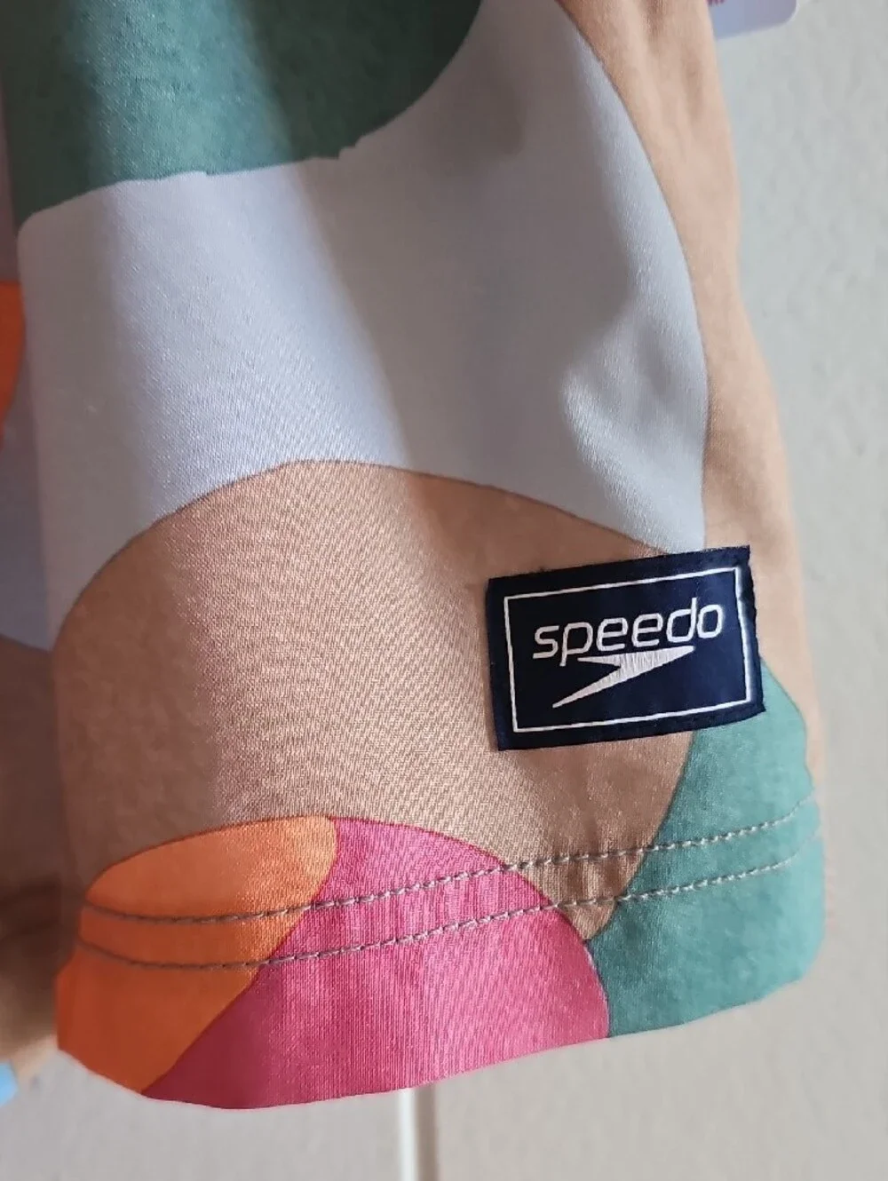 Speedo Men’s Multicolor Abstract Swim Trunks - Pink, Orange, Blue XL